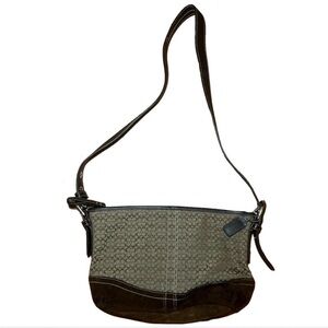 Vintage Coach Brown and Tan Y2K Suede Bag